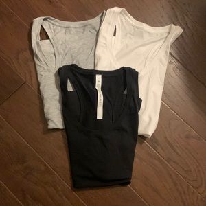 NWOT set of 3 lululemon love tanks- size 8 black,white, grey